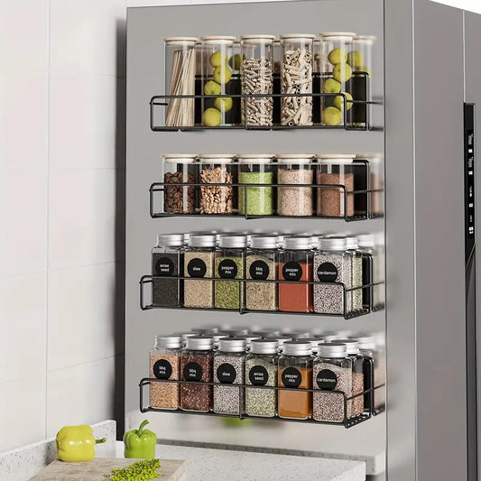 2pcs Magnetic Spice Rack Organizer, Space Saver Seasoning Rack For Refrigerator And Microwave