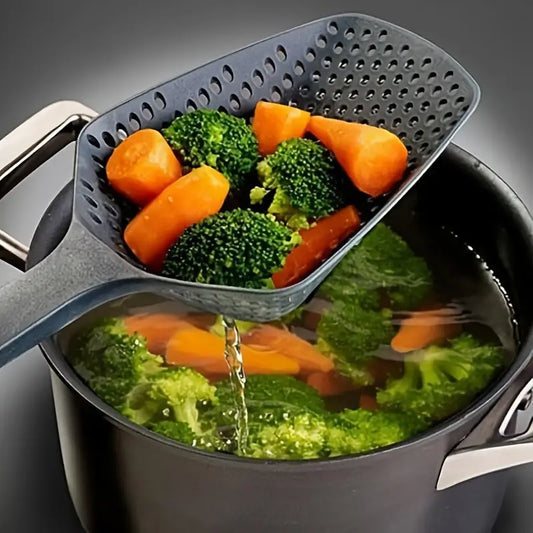 Filter Cooking Shovel, Vegetable Strainer Scoop, Nylon Spoon