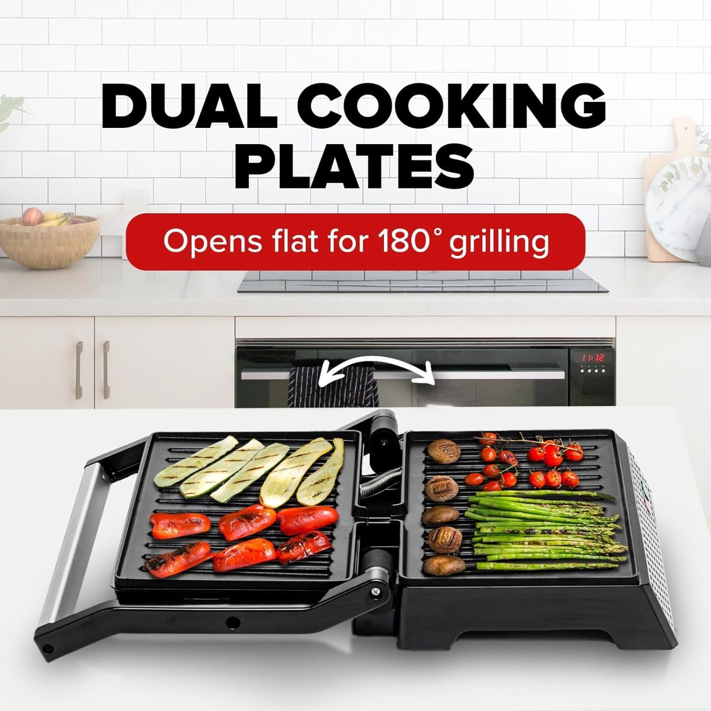 Electric Panini Press Grill with Non-Stick Dual Cooking Plates