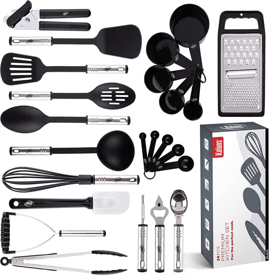 Kitchen Utensils Set, Cooking Utensils Set, Non Stick and Heat Resistant Kitchen Gadgets, 24 Pcs