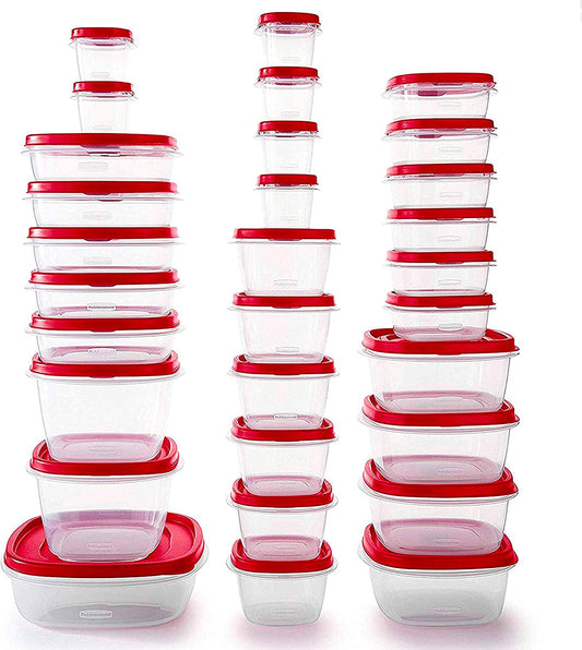 Rubbermaid 60-Piece Food Storage Containers with Lids Microwave and Dishwasher Safe, Red