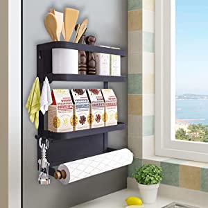 Magnetic Spice Rack, Magnetic Shelf with Paper Towel Holder